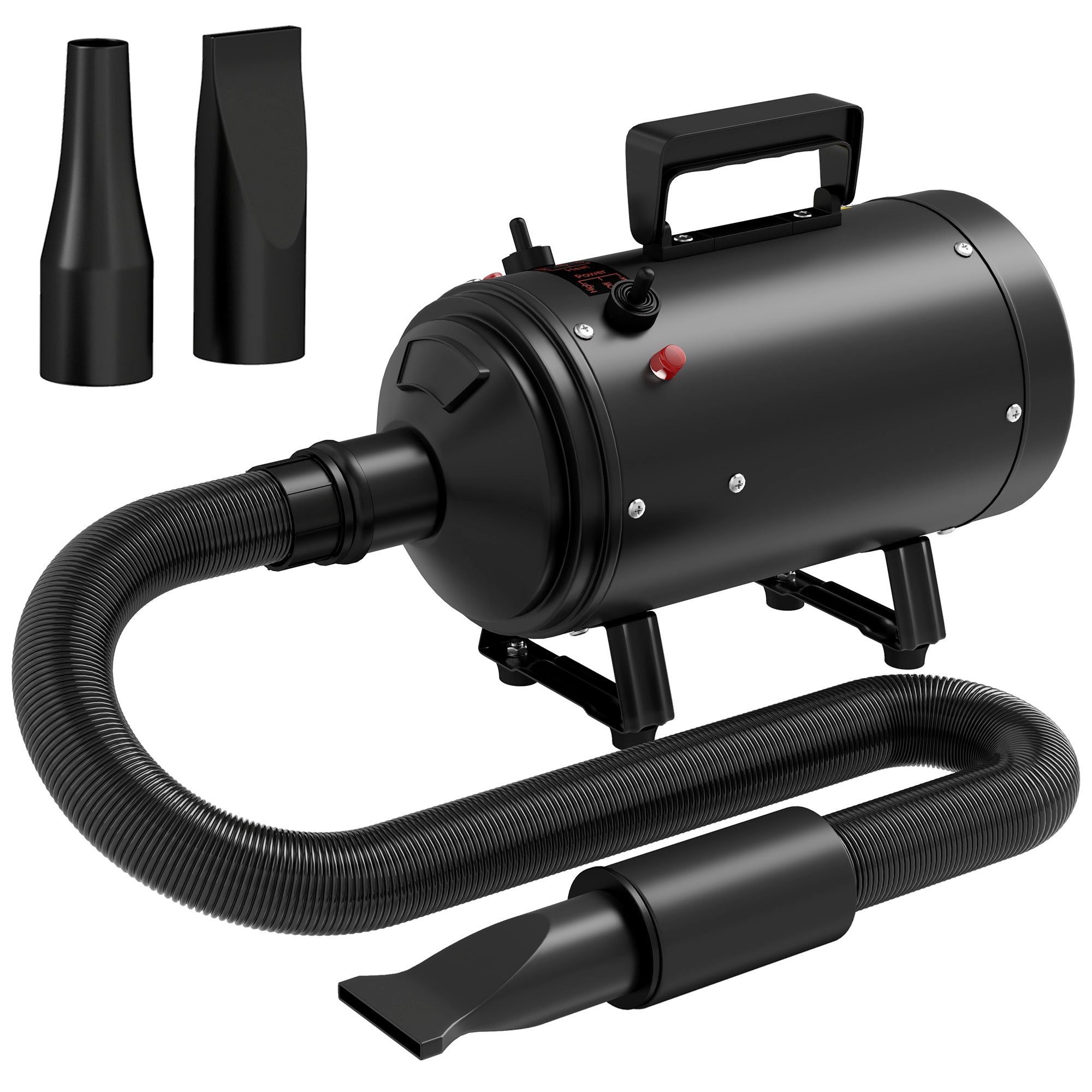 PawHut 2200W Dog Hair Dryer with Adjustable Temperature & Velocity, 3 Nozzles, Black