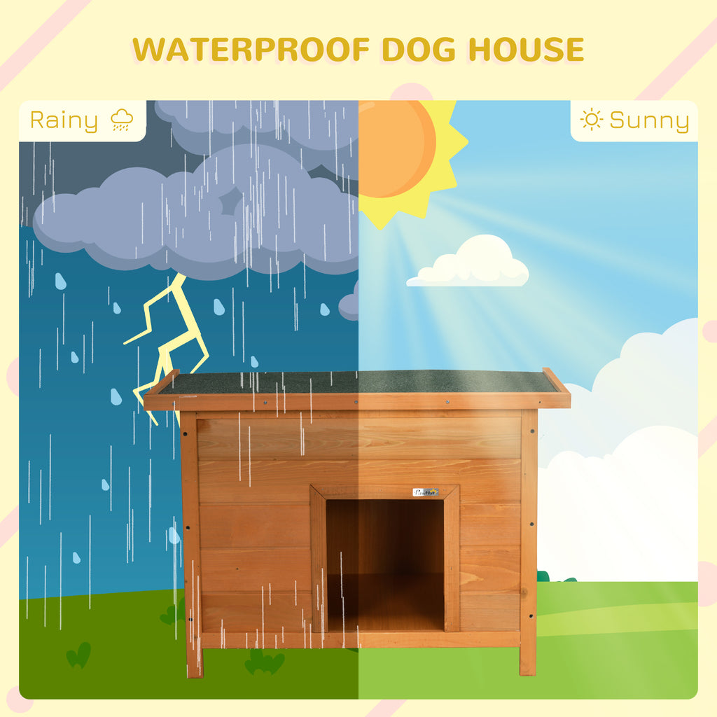 PawHut Wooden Dog House Water-resistant Elevated Pet House 82x58x58cm