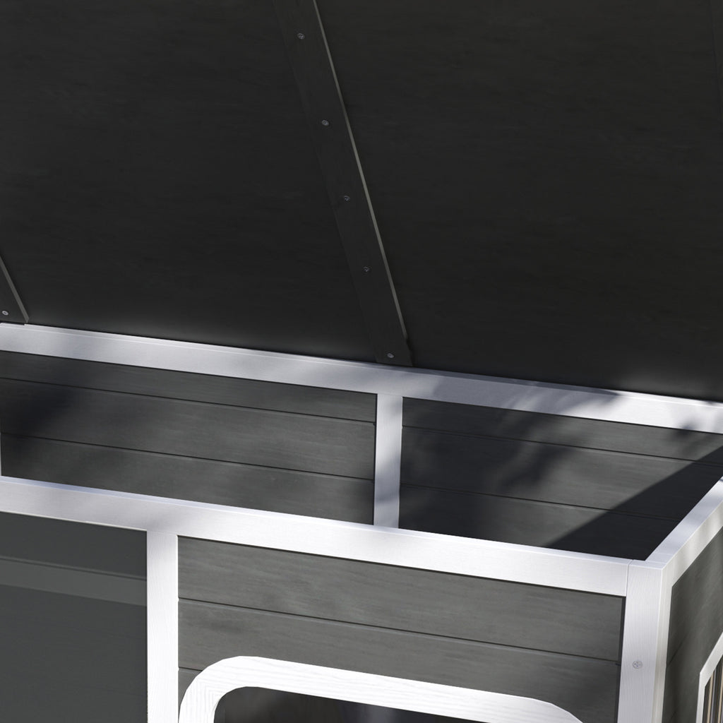 PawHut Wooden Dog House with Asphalt Openable Top 103x77x83cm Light Grey