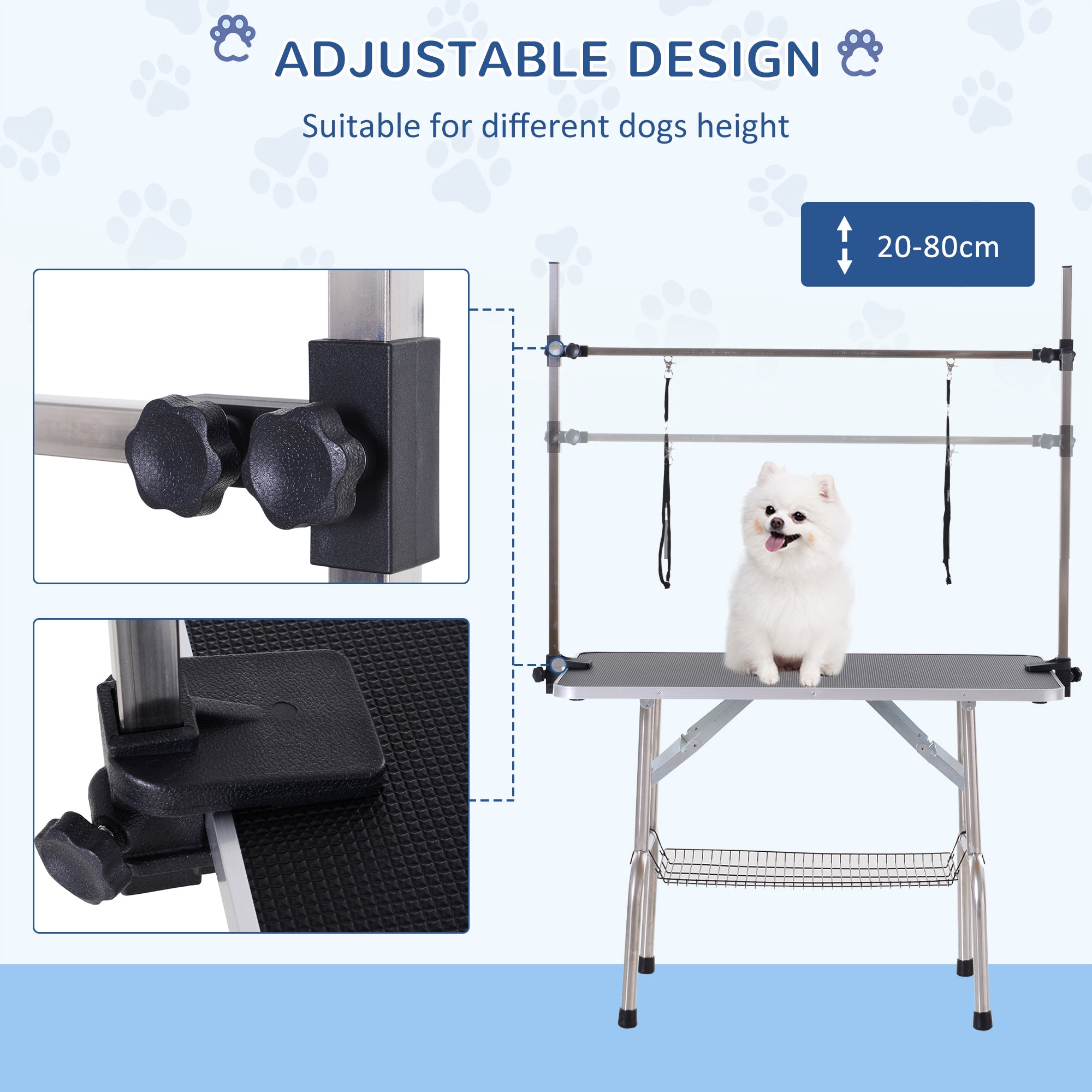 PawHut Dog Grooming Table Adjustable Height 107x60x170cm Black
