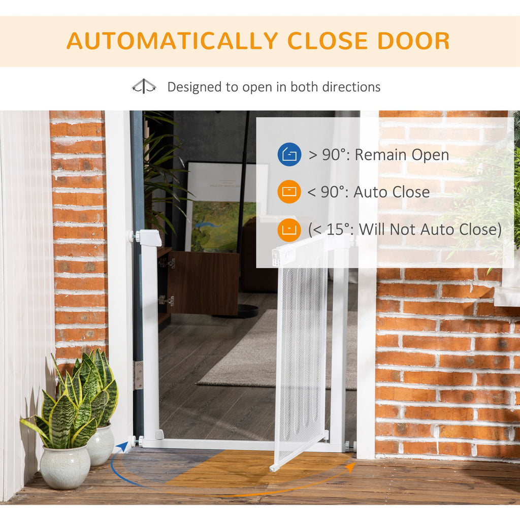 PawHut Auto Close Dog Safety Gate for Hallways Staircases 75-82cm White