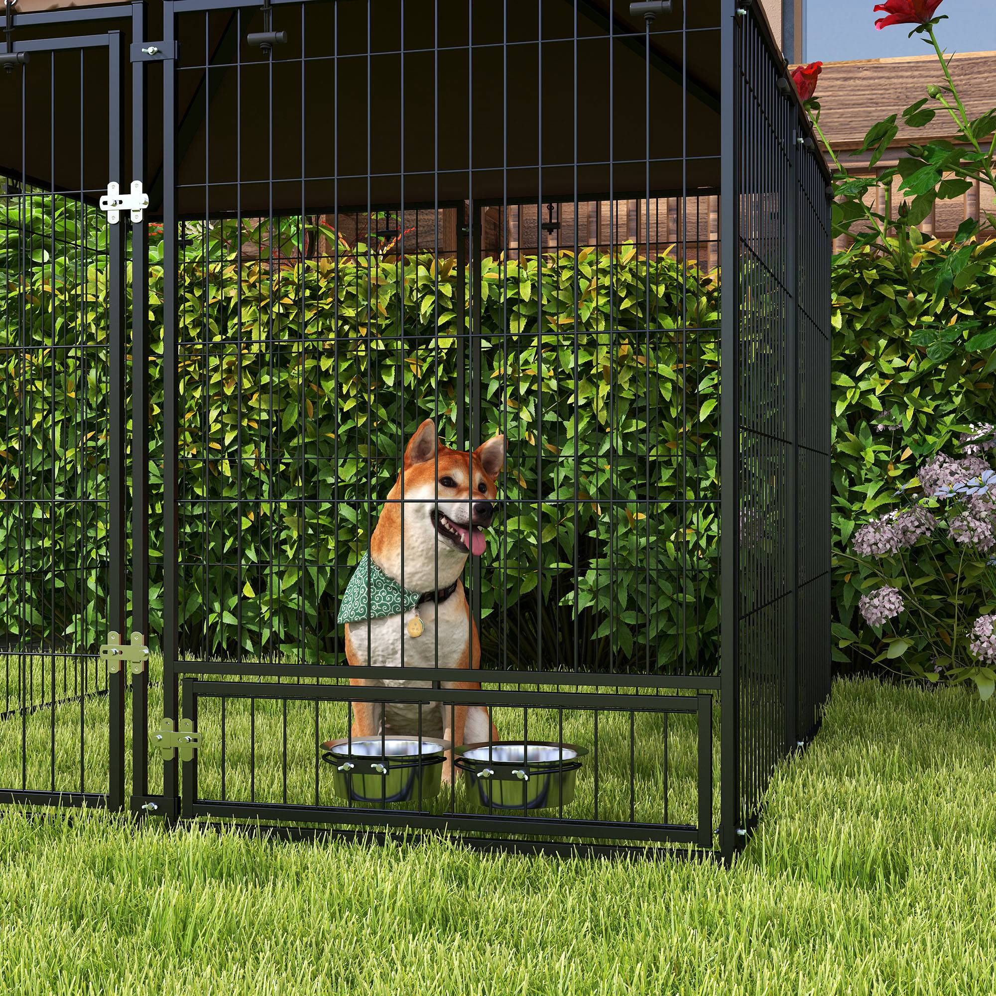 PawHut Outdoor Dog Kennel Play Pen with Canopy 211x141x151cm