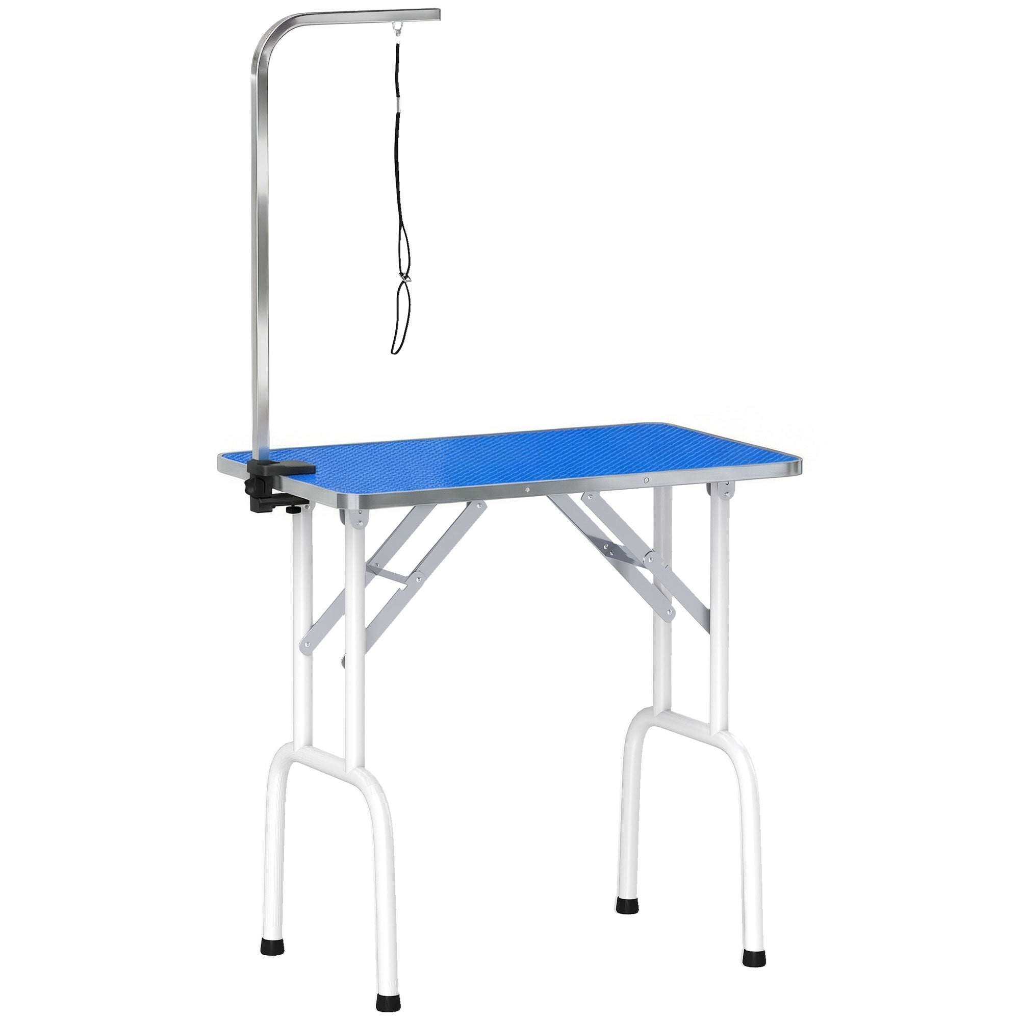 PawHut Foldable Dog Grooming Table with Adjustable Arm 81x48.5x80cm Blue