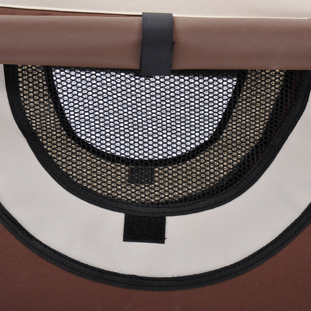 PawHut Soft Sided Pet Carrier Folding Dog Crate Travel Cage Brown