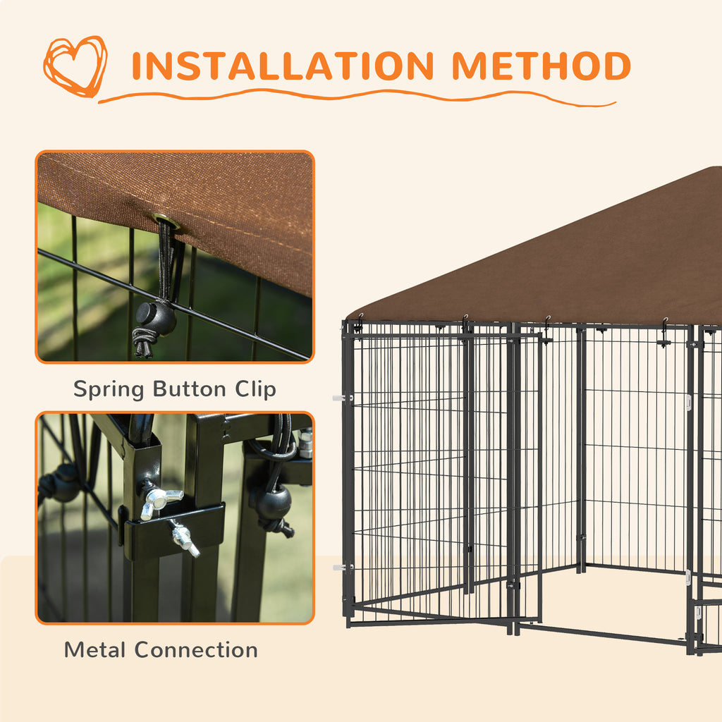 PawHut Outdoor Dog Kennel Play Pen with Canopy 211x141x151cm
