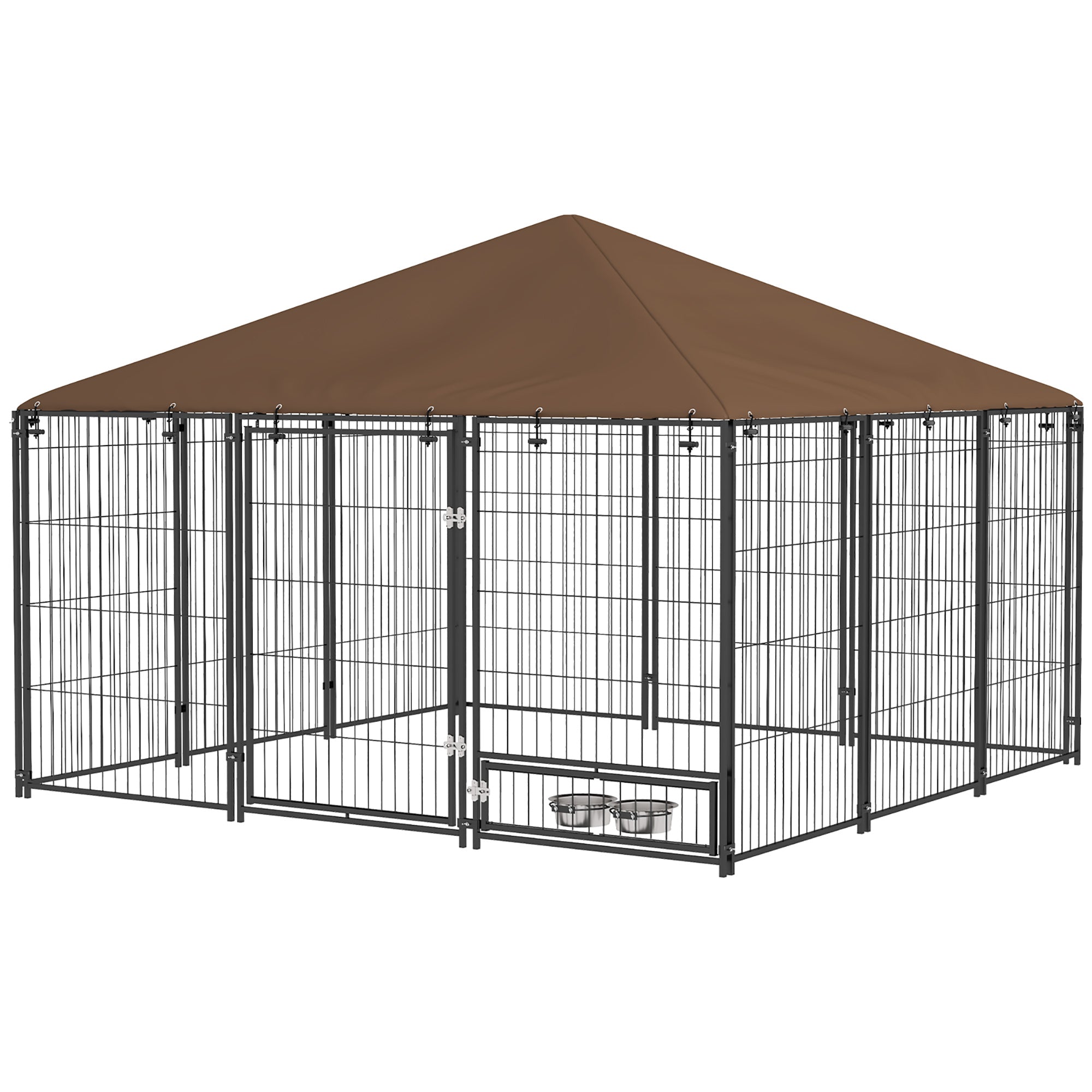 PawHut Outdoor Dog Kennel Play Pen with Canopy 211x141x151cm