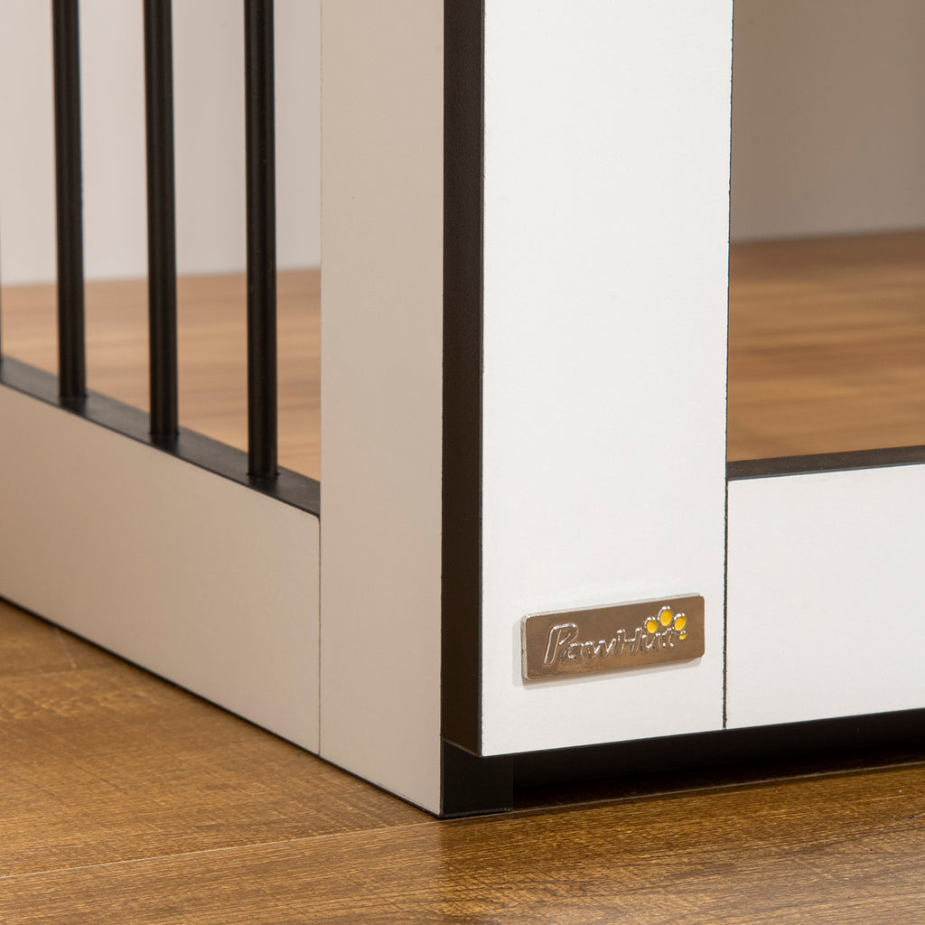 PawHut Dog Crate 1 Door Dark Walnut White 106x60x76cm