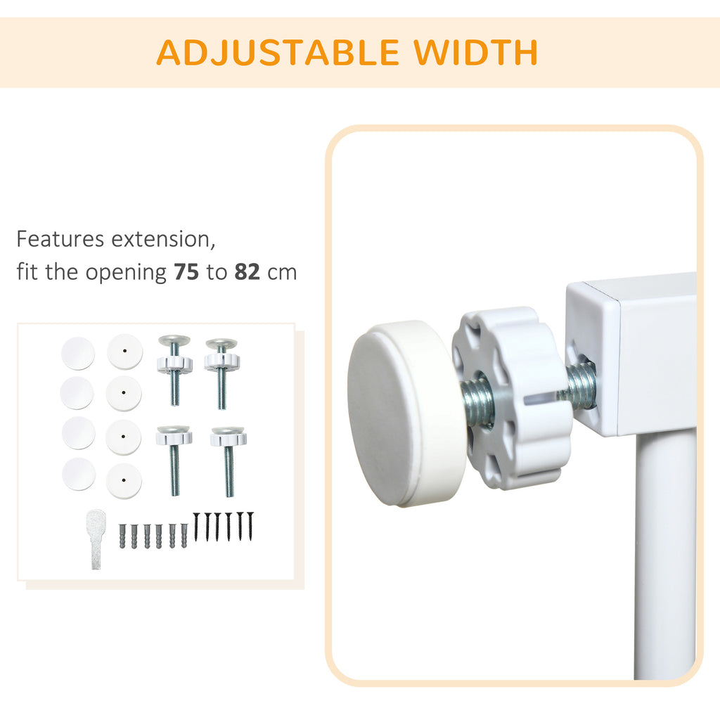 PawHut Auto Close Dog Safety Gate for Hallways Staircases 75-82cm White