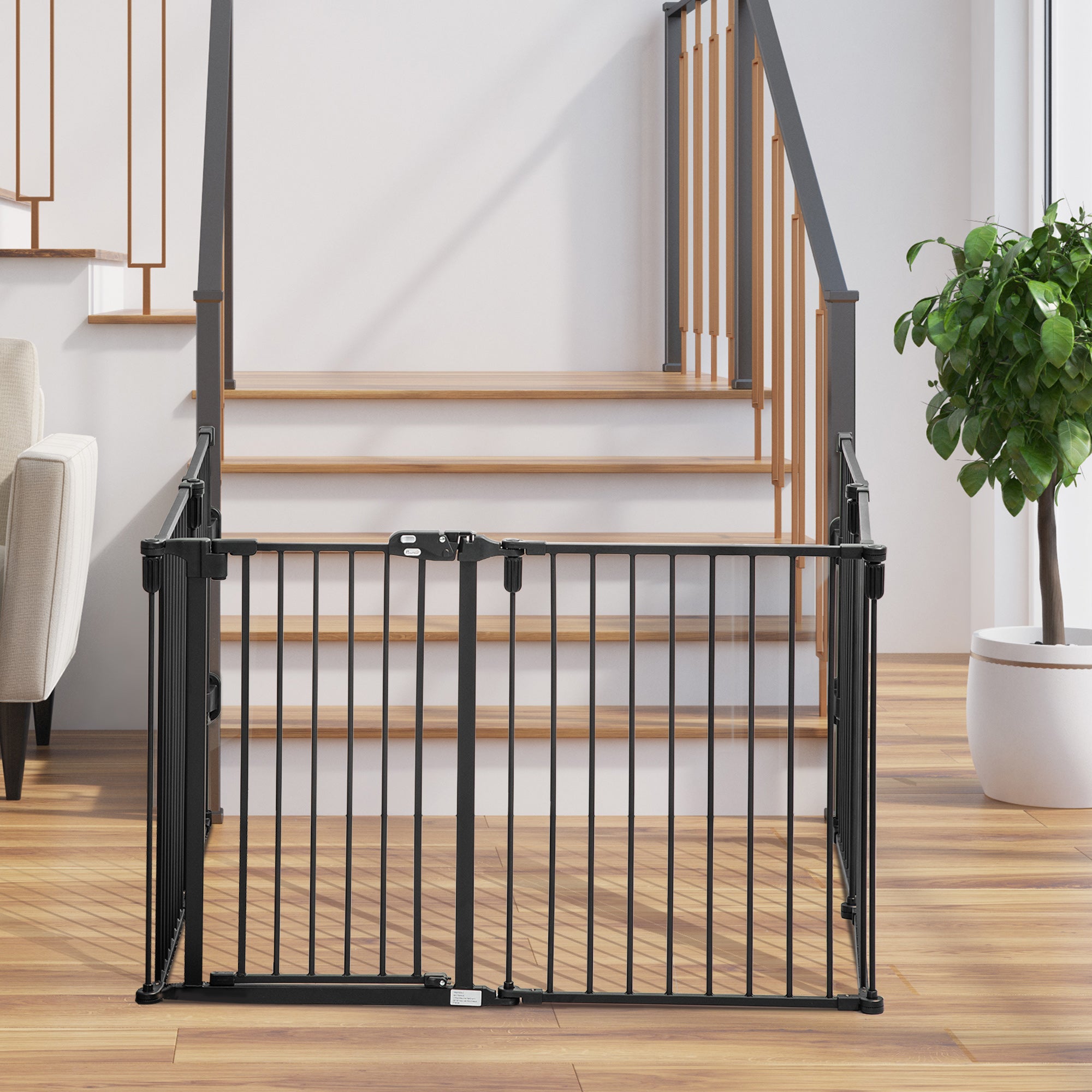 PawHut 6-Panel Dog Safety Gate Playpen Steel Fence Black 62x15.5x78cm
