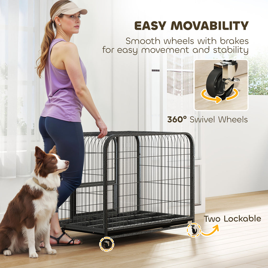 PawHut Heavy Duty Dog Crate 93x58x76cm Black