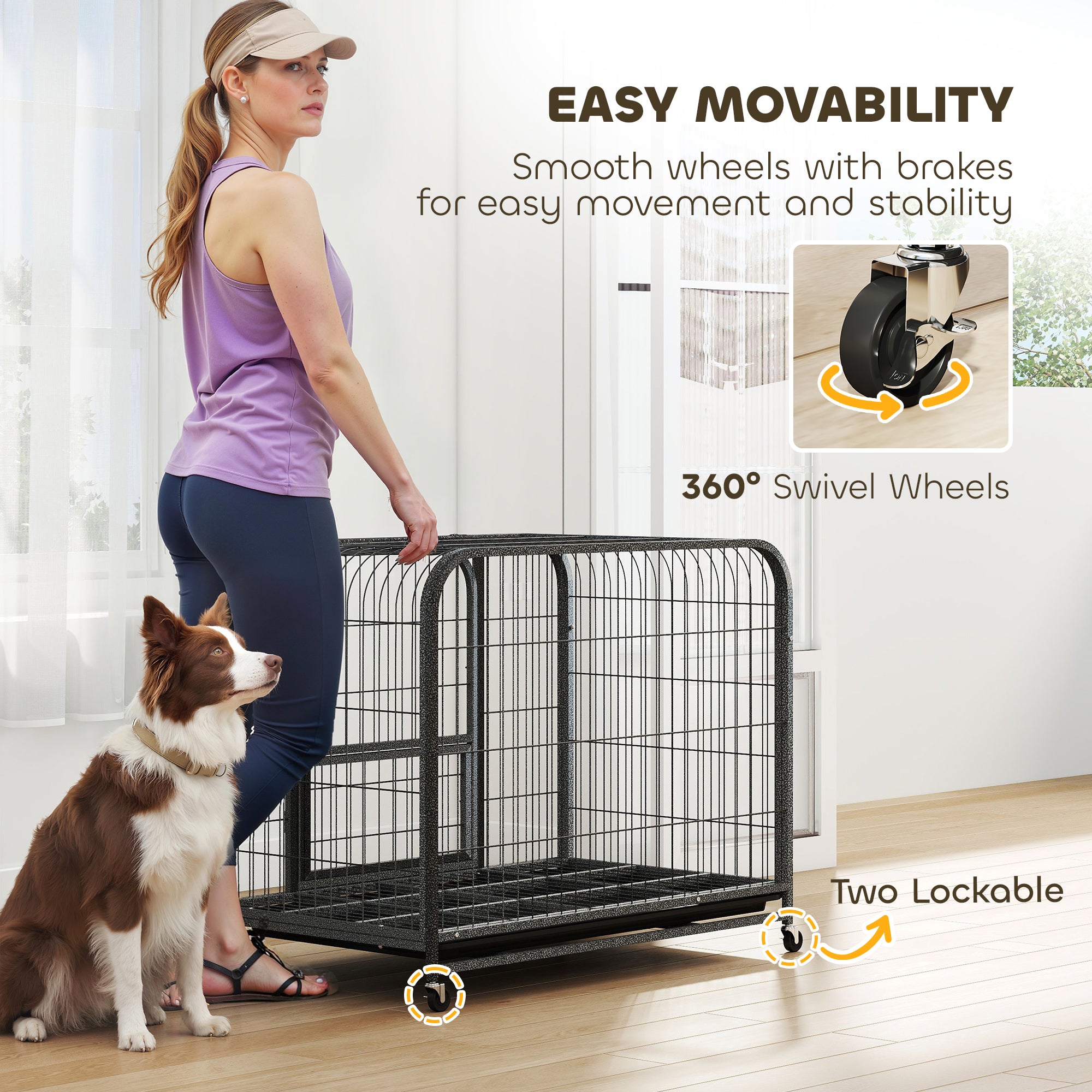 PawHut Heavy Duty Dog Crate 93x58x76cm Black