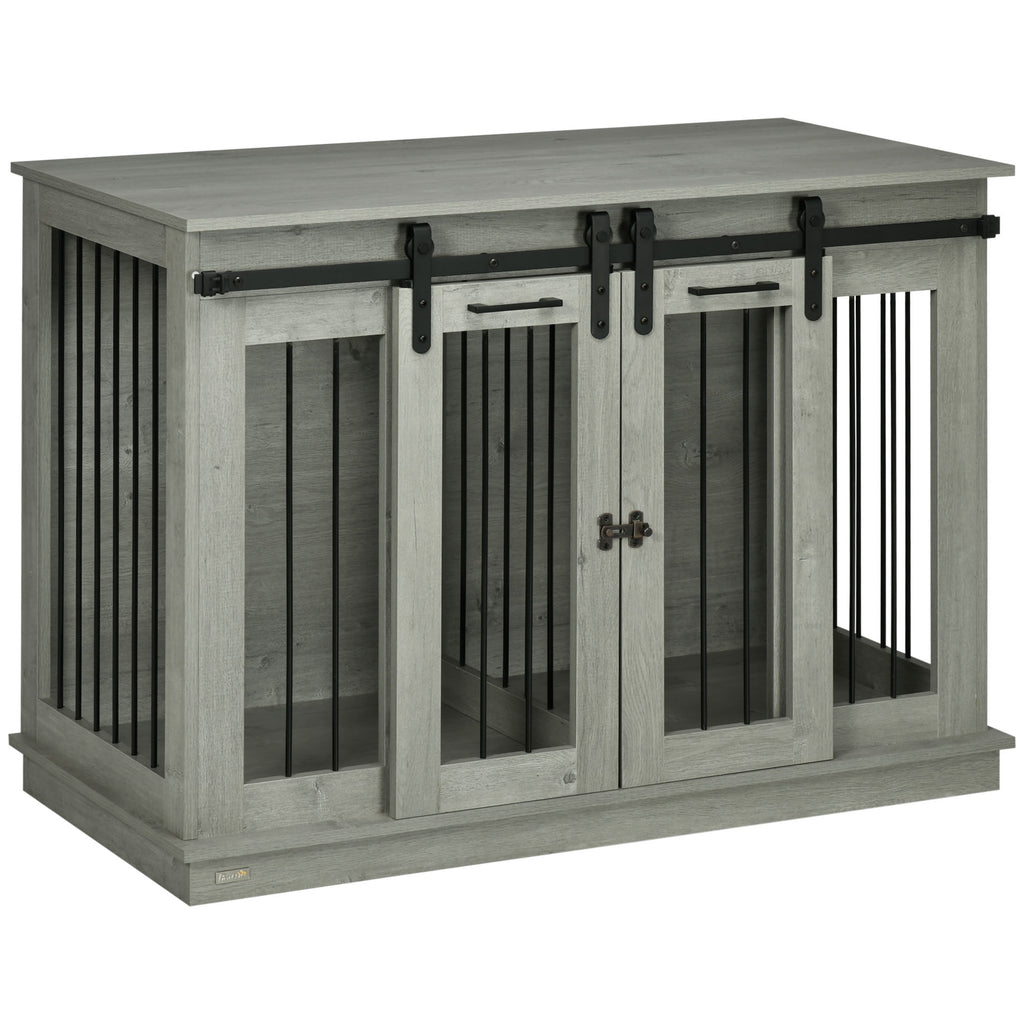 PawHut Dog Crate Furniture with Divider 120x60x88.5cm Grey