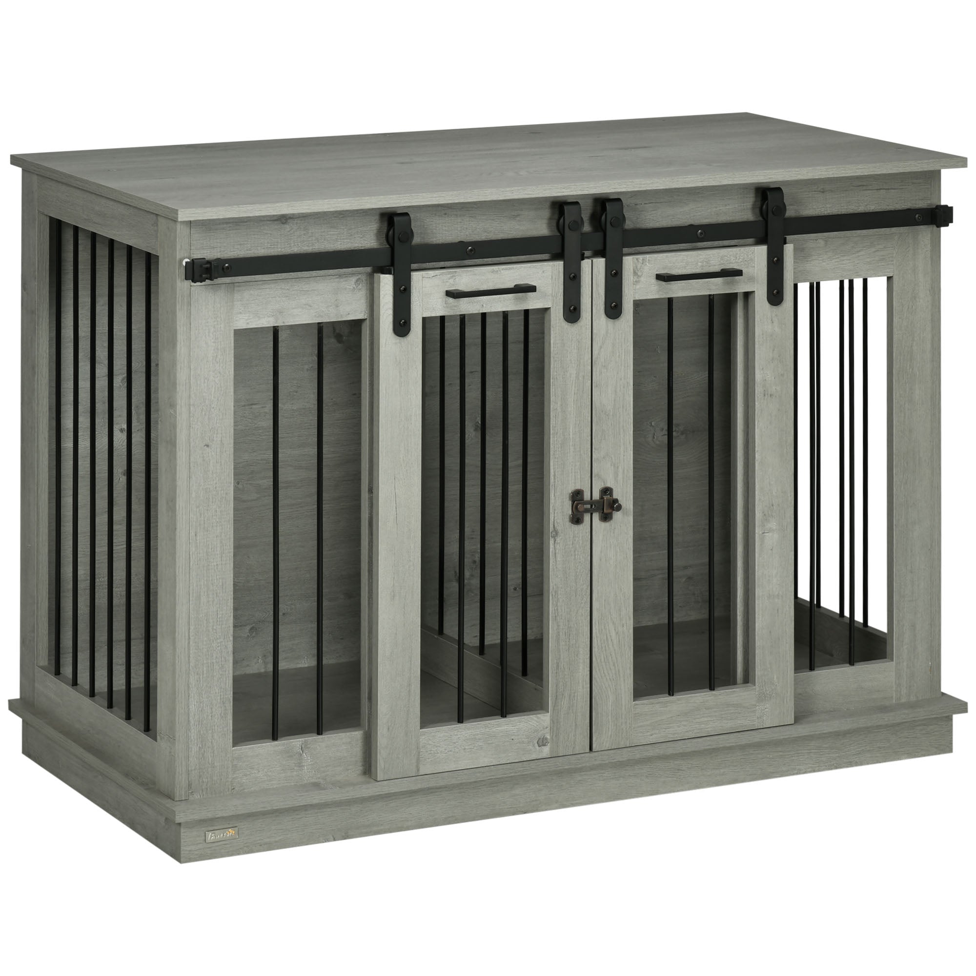 PawHut Dog Crate Furniture with Divider 120x60x88.5cm Grey