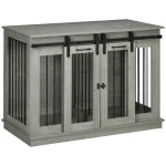 PawHut Dog Crate Furniture Double Door with Divider 120x60x88.5cm Oak