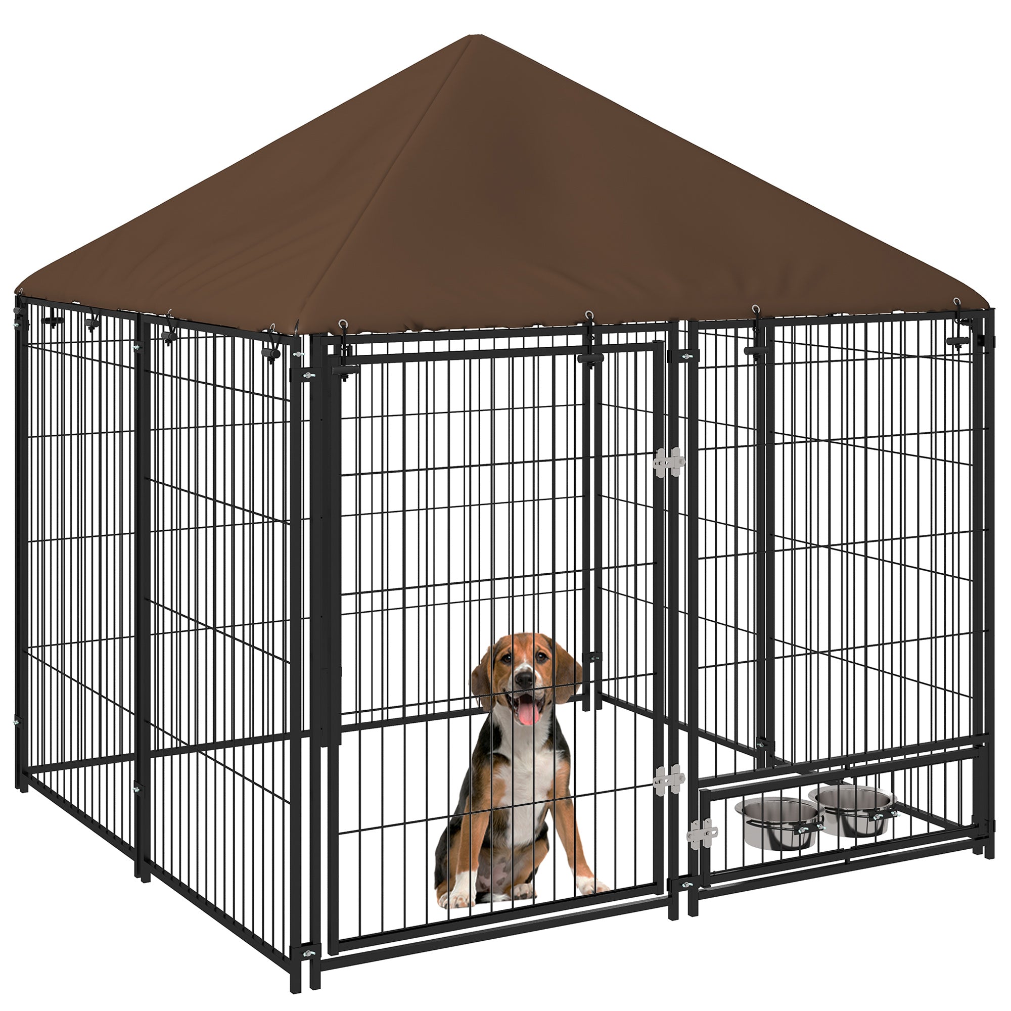 PawHut Outdoor Dog Kennel Play Pen with Canopy 211x141x151cm