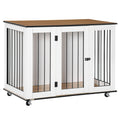 PawHut Dog Crate Furniture End Table With Wheels 106x60x82cm White