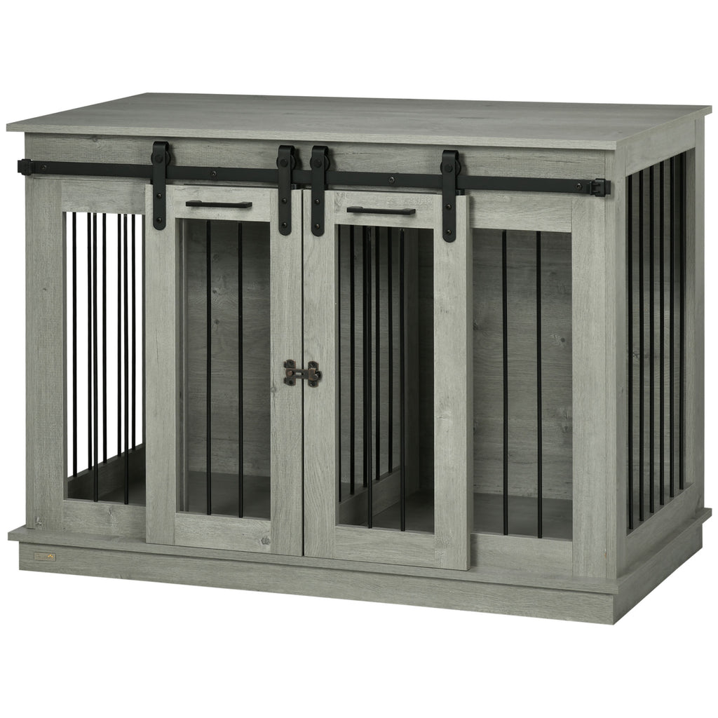 PawHut Dog Crate Furniture with Divider 120x60x88.5cm Grey