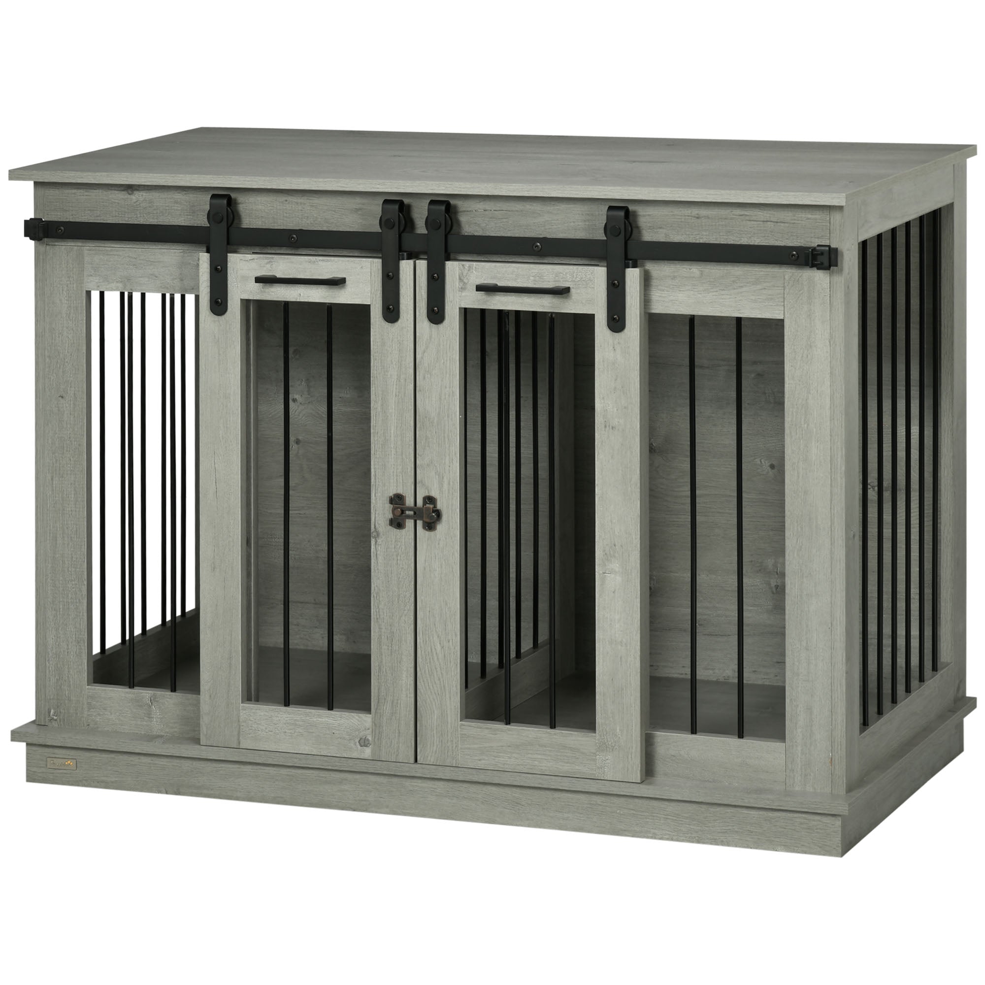 PawHut Dog Crate Furniture with Divider 120x60x88.5cm Grey