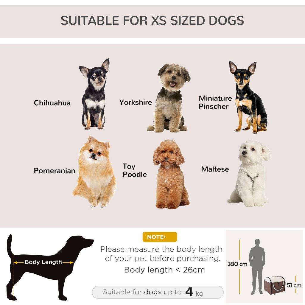PawHut Soft Sided Pet Carrier Folding Dog Crate Travel Cage Brown