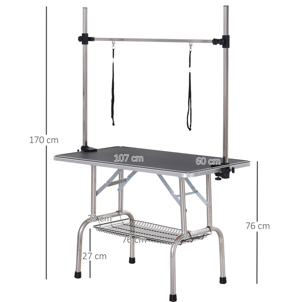 PawHut Dog Grooming Table Adjustable Height 107x60x170cm Black