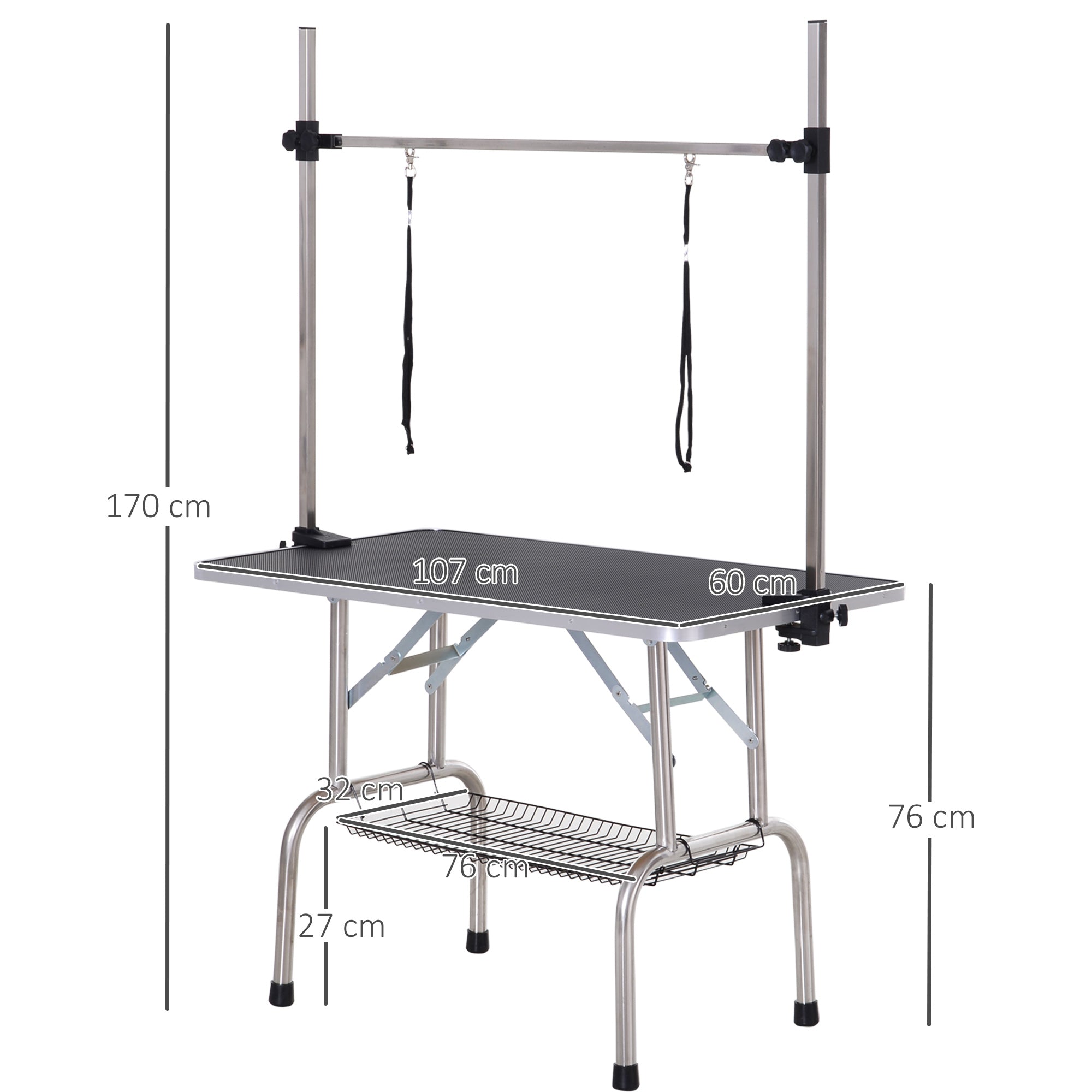 PawHut Dog Grooming Table Adjustable Height 107x60x170cm Black