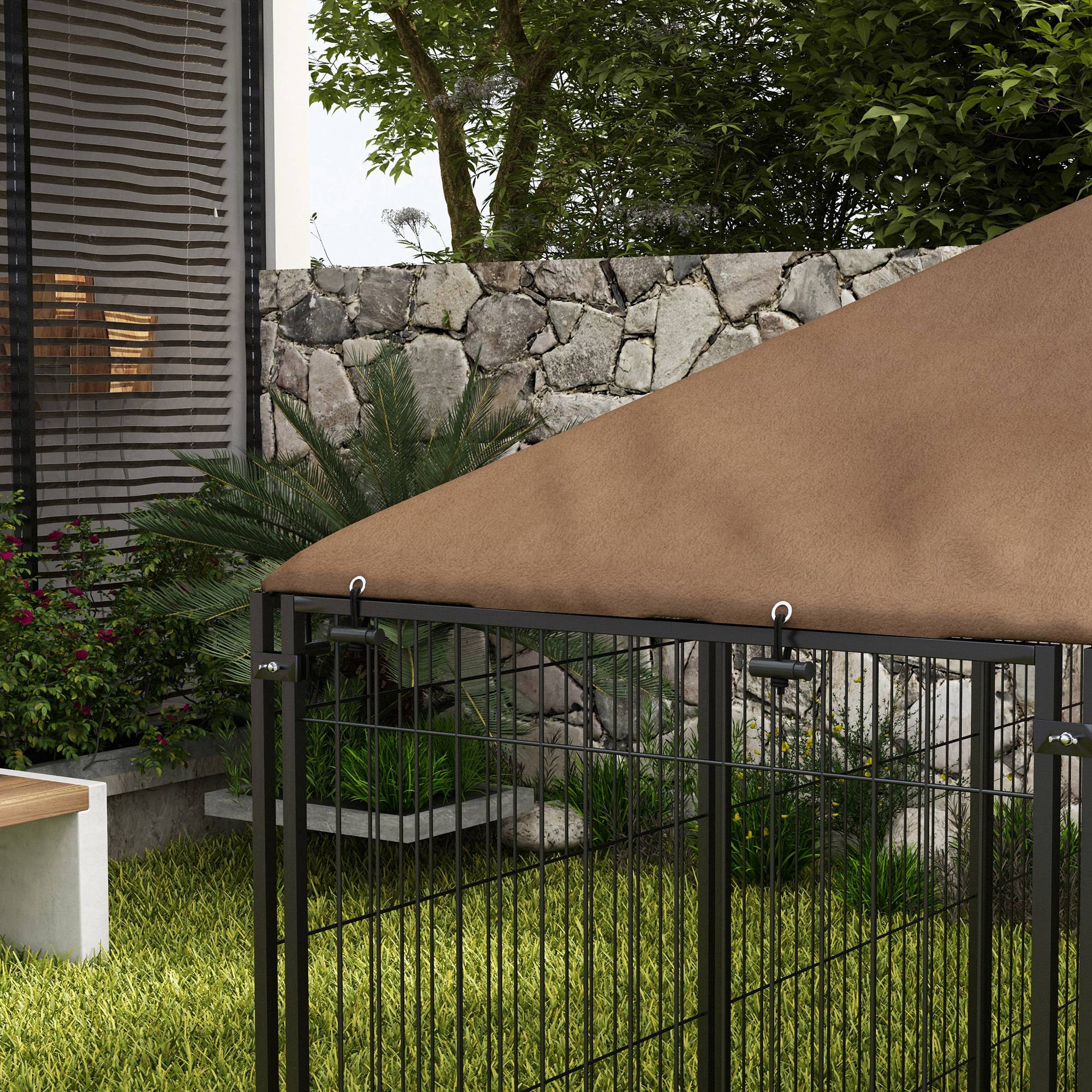 PawHut Outdoor Dog Kennel Play Pen with Canopy 211x141x151cm