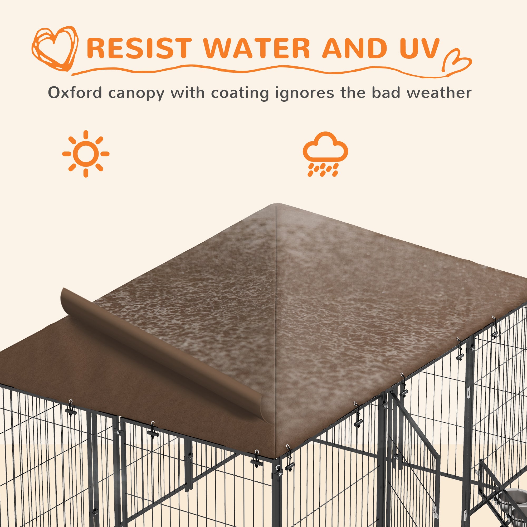 PawHut Outdoor Dog Kennel Play Pen with Canopy 211x141x151cm