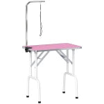 PawHut Foldable Dog Grooming Table with Adjustable Arm 81x48.5x80cm Pink