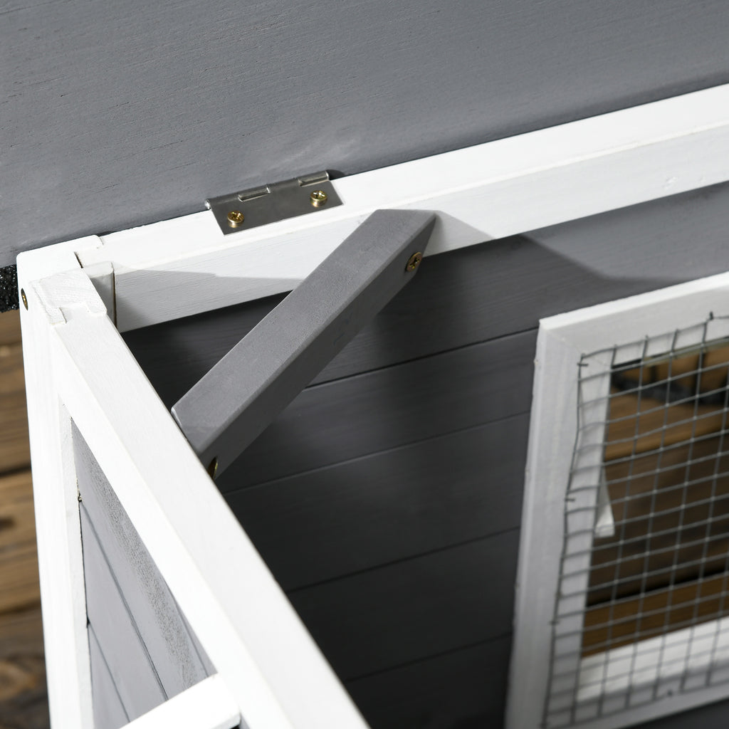 PawHut Wooden Dog Kennel For Medium Dogs 72Hx109Lx79Wcm Grey