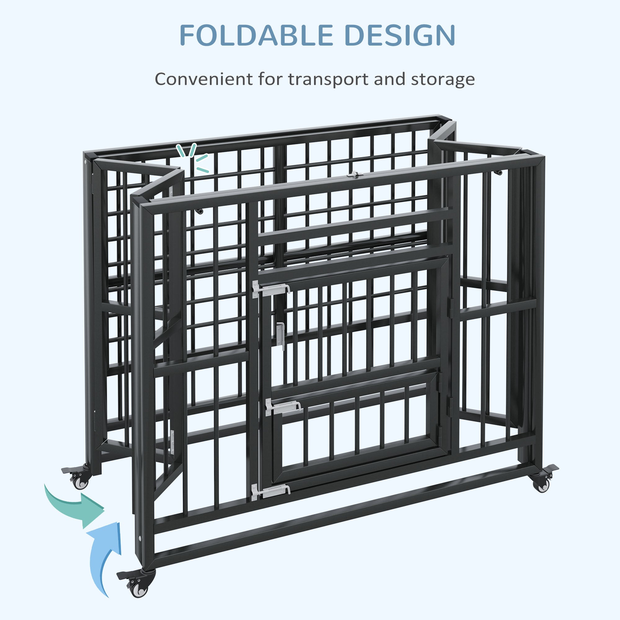 PawHut Heavy Duty Dog Crate Foldable Steel Black 94x58x78cm