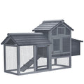 PawHut Small Chicken Coop with Run Hen House Poultry Nesting Box Grey