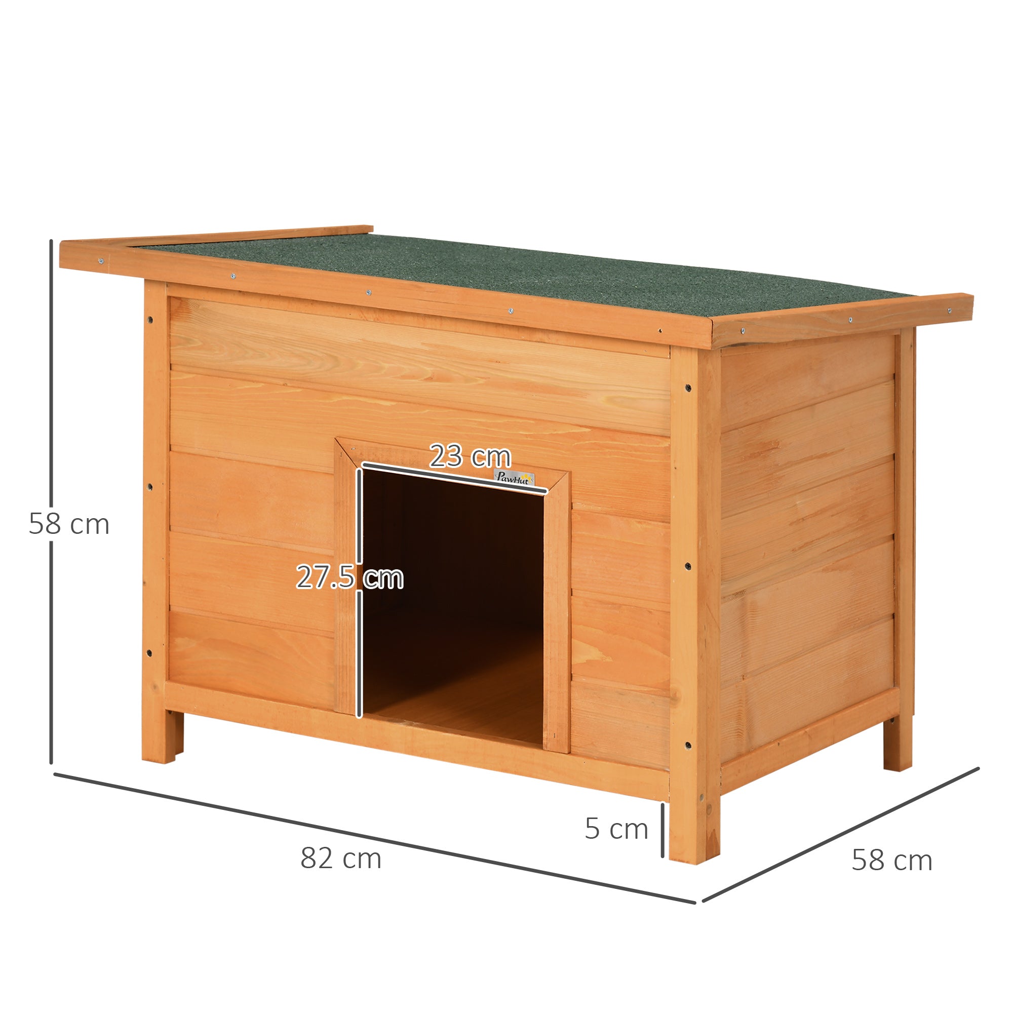 PawHut Wooden Dog House Water-resistant Elevated Pet House 82x58x58cm