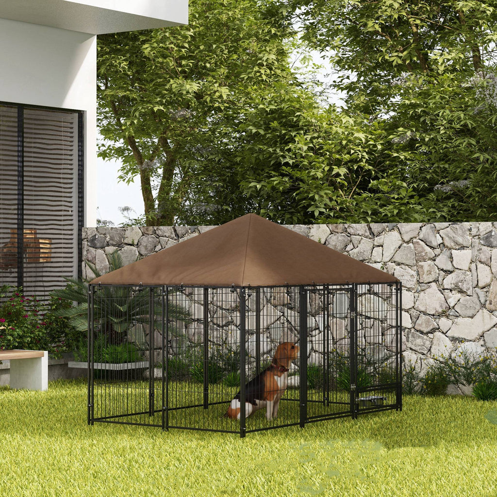PawHut Outdoor Dog Kennel Play Pen with Canopy 211x141x151cm