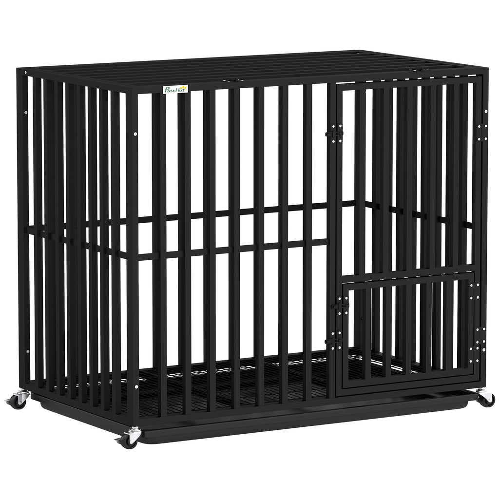 PawHut Heavy Duty Dog Crate with Wheels 95x57x81cm Black