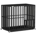 PawHut Heavy Duty Dog Crate with Wheels 95x57x81cm Black