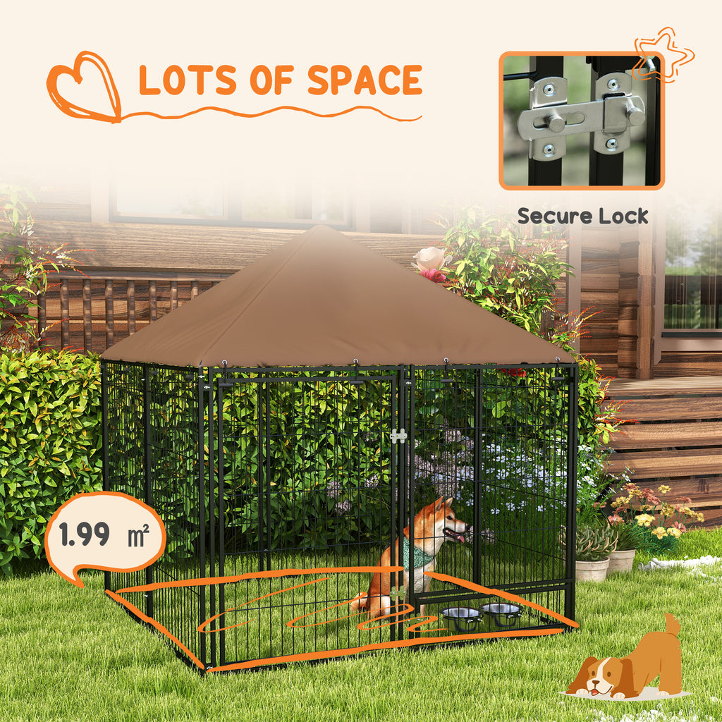 PawHut Outdoor Dog Kennel Play Pen with Canopy 211x141x151cm