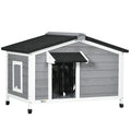 PawHut Wooden Dog Kennel For Medium Dogs 65Hx97Lx72Wcm Grey