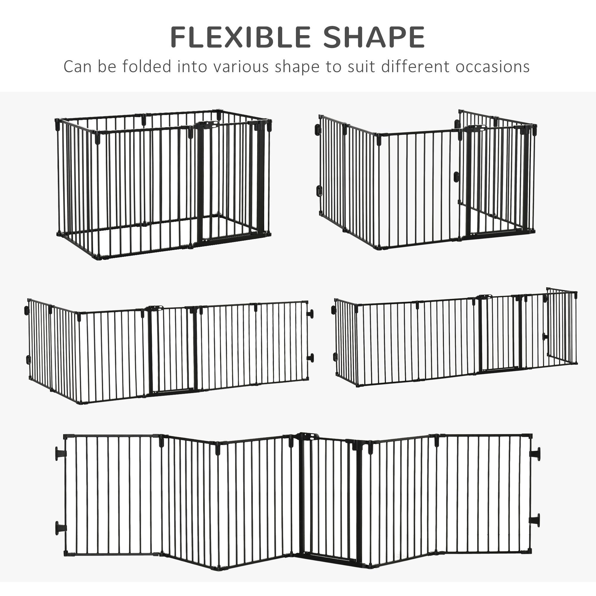 PawHut 6-Panel Dog Safety Gate Playpen Steel Fence Black 62x15.5x78cm