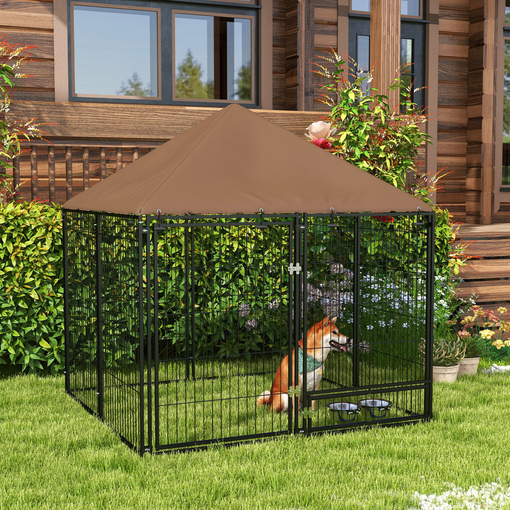 PawHut Outdoor Dog Kennel Play Pen with Canopy 211x141x151cm