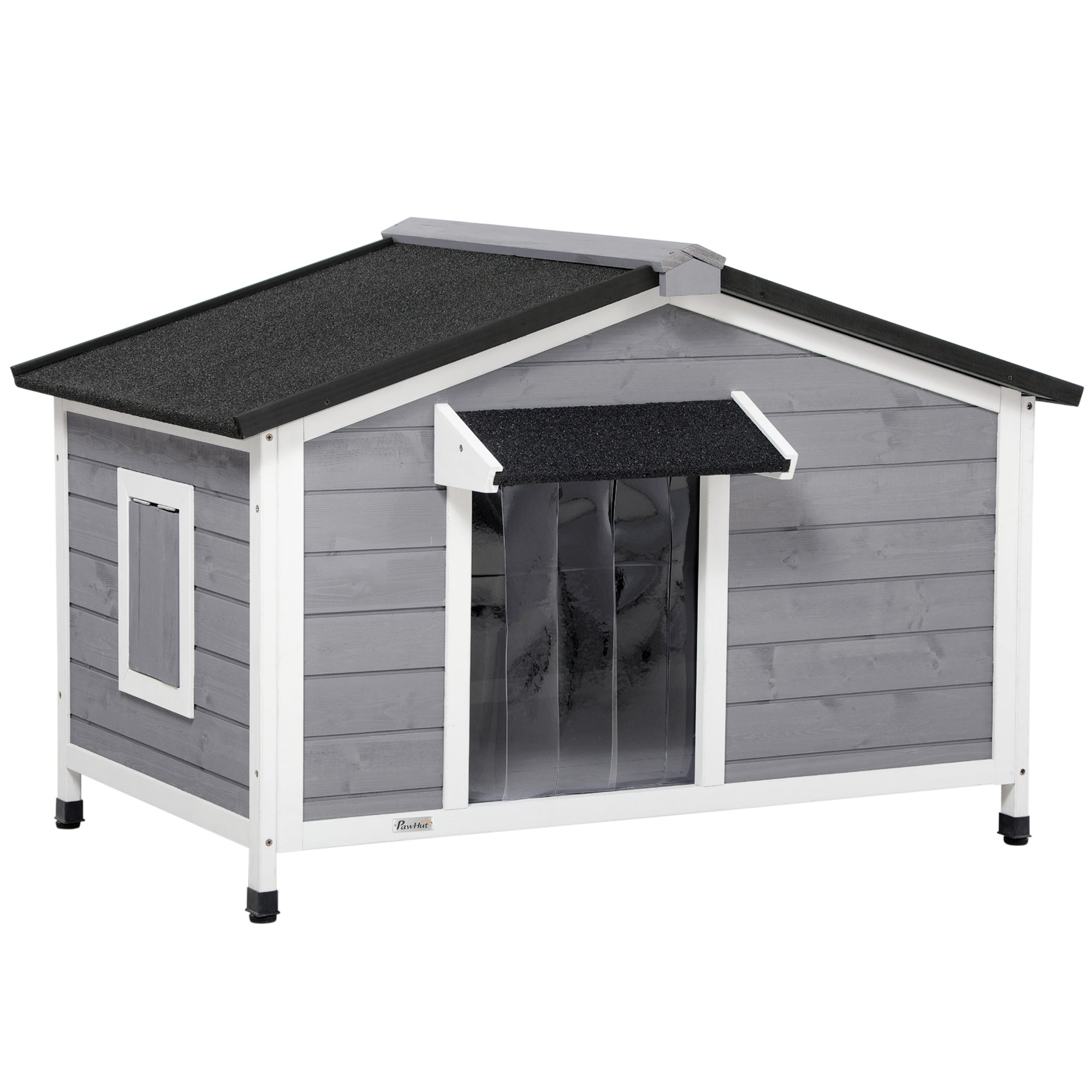 PawHut Wooden Dog Kennel For Medium Dogs 72Hx109Lx79Wcm Grey