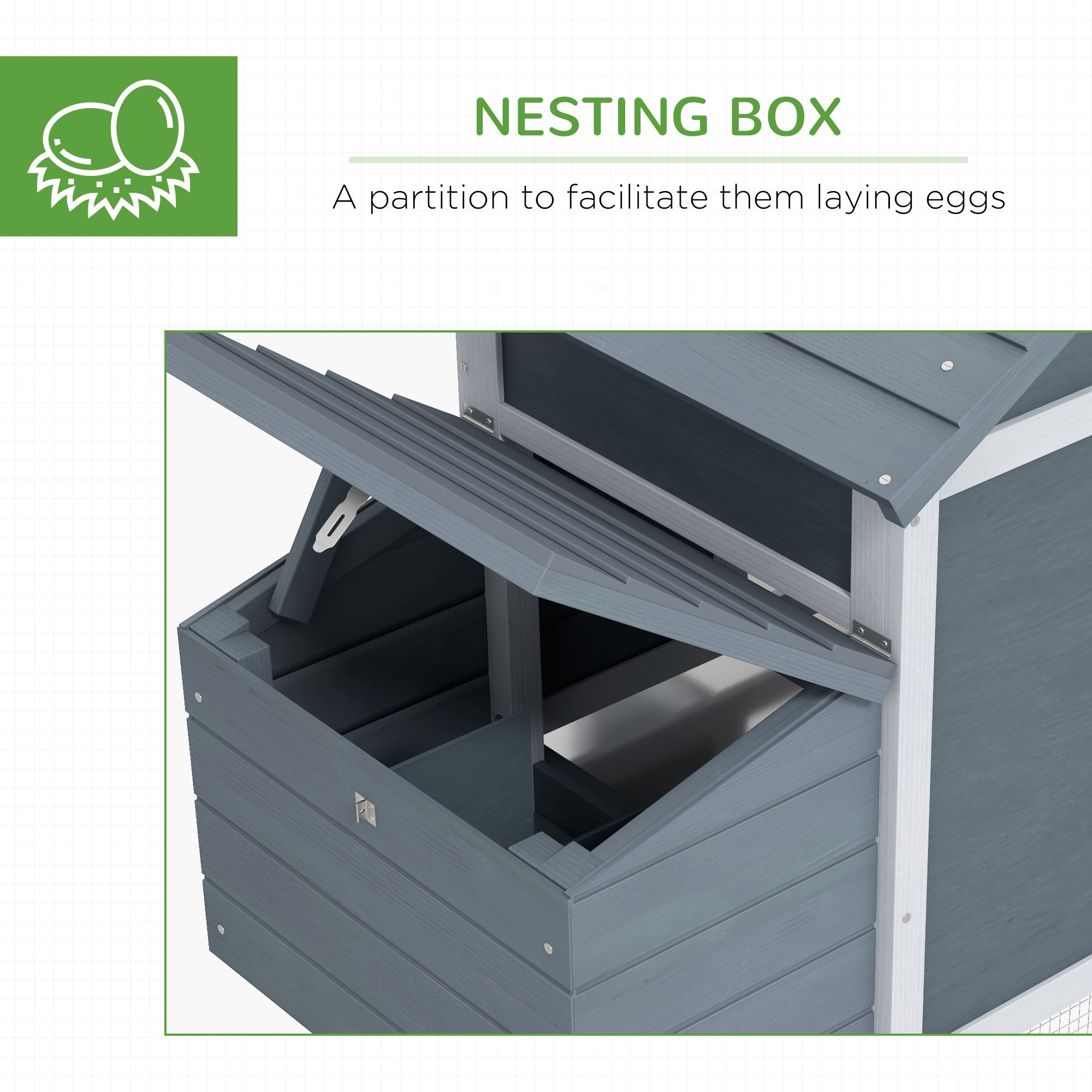 PawHut Small Chicken Coop with Run Hen House Poultry Nesting Box Grey