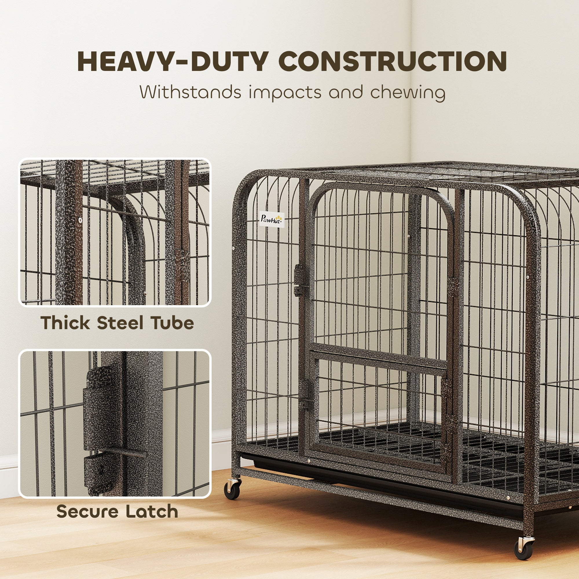 PawHut Heavy Duty Dog Crate 93x58x76cm Black