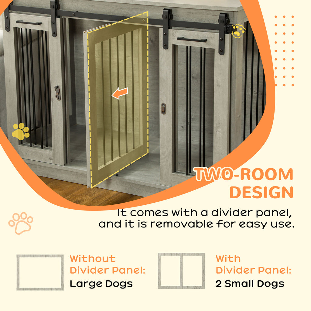 PawHut Dog Crate Furniture with Divider 120x60x88.5cm Grey