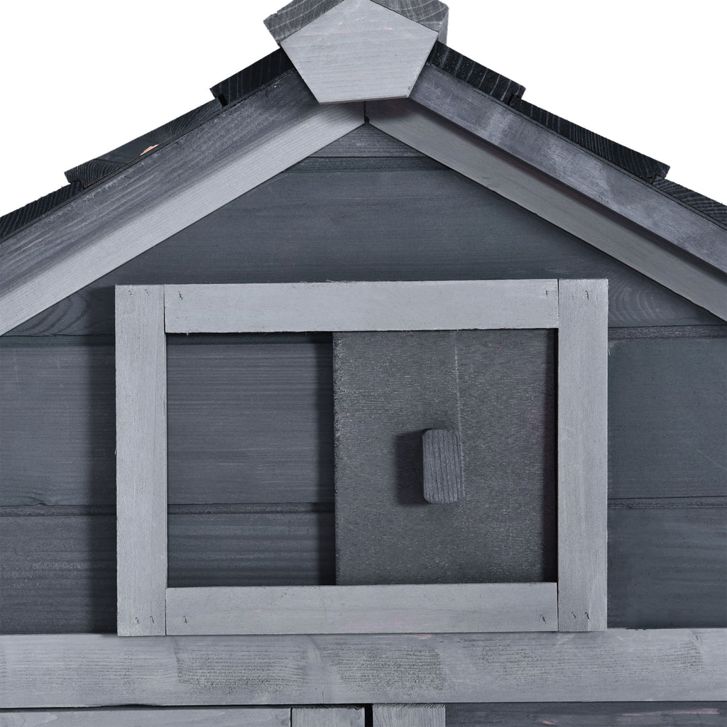PawHut Small Chicken Coop with Run Hen House Poultry Nesting Box Grey