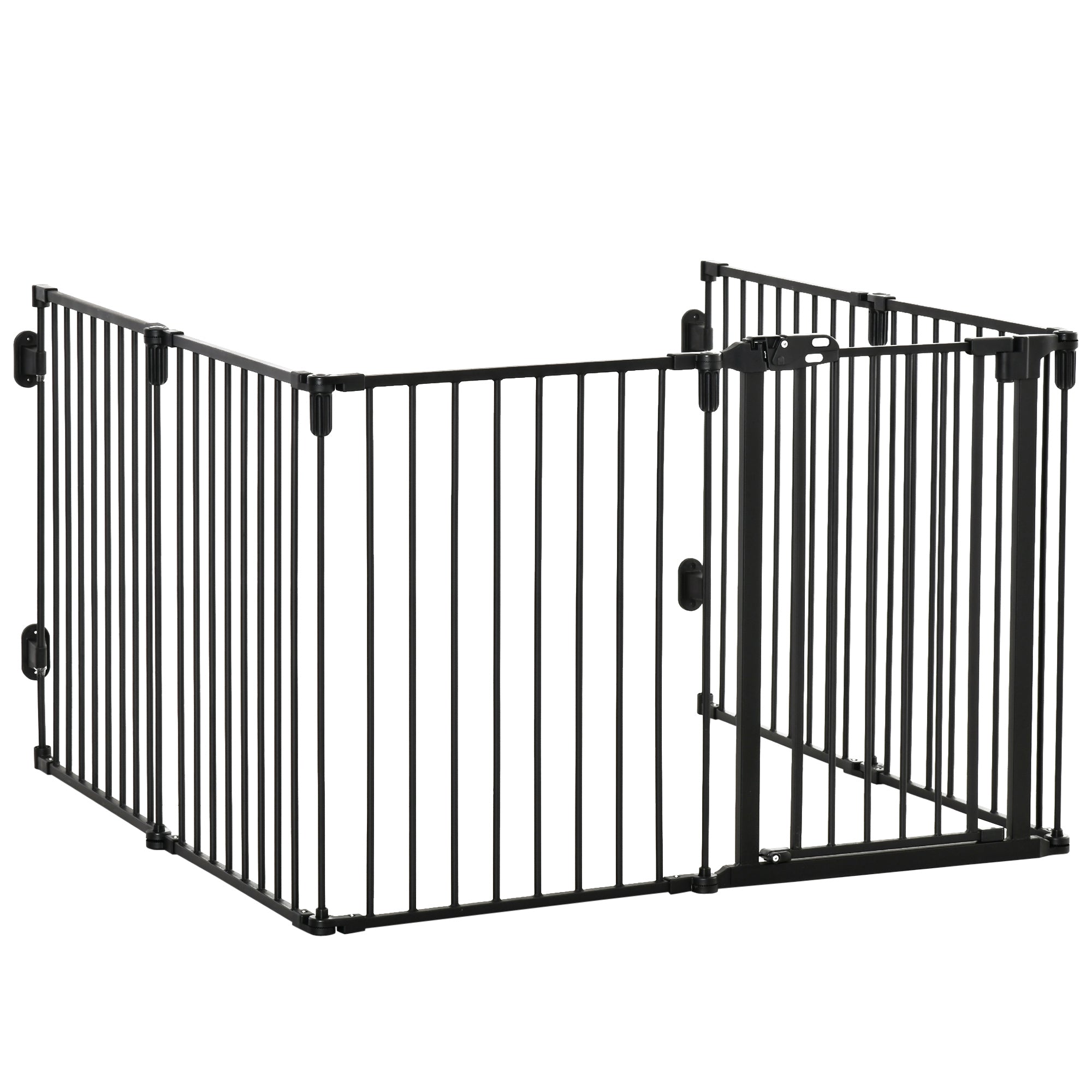 PawHut 6-Panel Dog Safety Gate Playpen Steel Fence Black 62x15.5x78cm