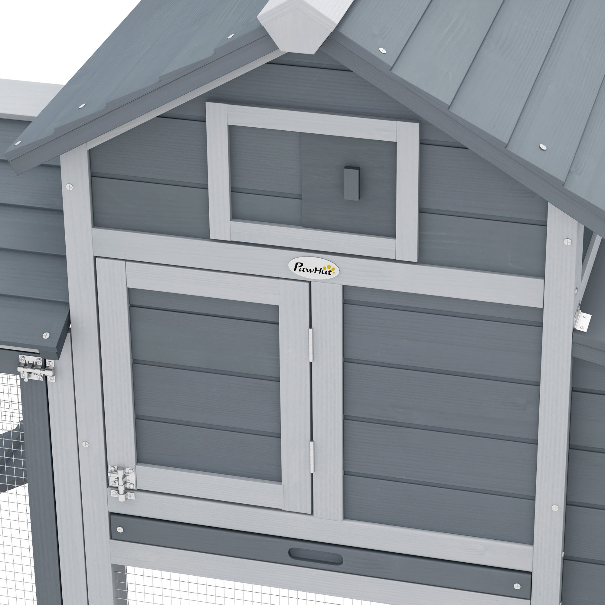 PawHut Small Chicken Coop with Run Hen House Poultry Nesting Box Grey
