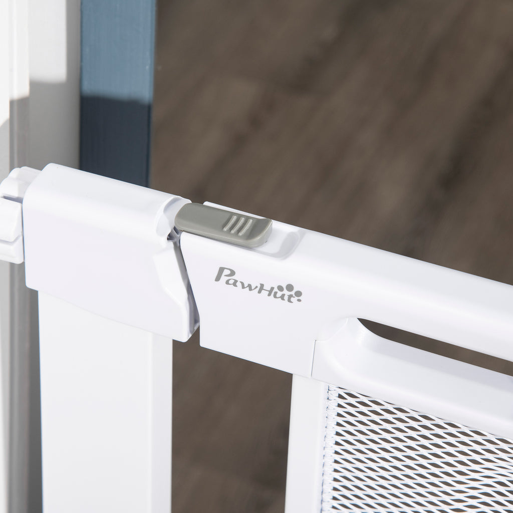 PawHut Auto Close Dog Safety Gate for Hallways Staircases 75-82cm White