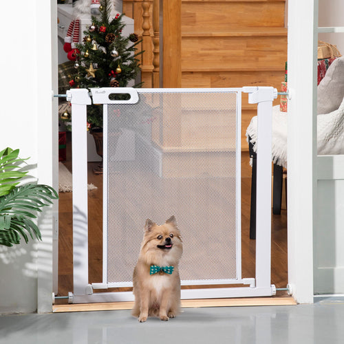 PawHut Auto Close Dog Safety Gate for Hallways Staircases 75-82cm White