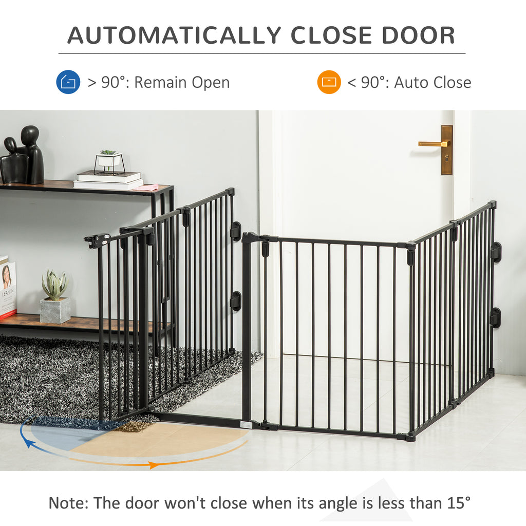 PawHut 6-Panel Dog Safety Gate Playpen Steel Fence Black 62x15.5x78cm