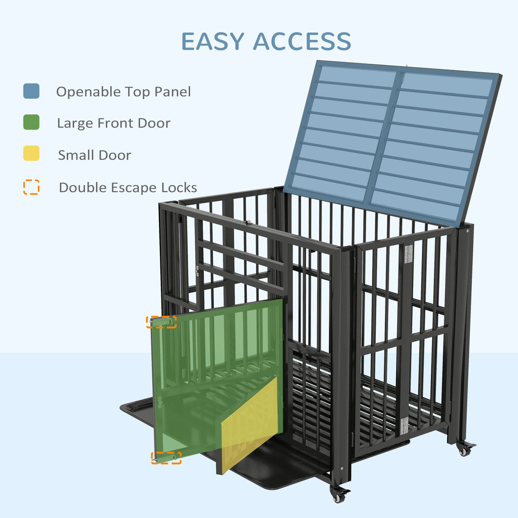 PawHut Heavy Duty Dog Crate Foldable Steel Black 94x58x78cm